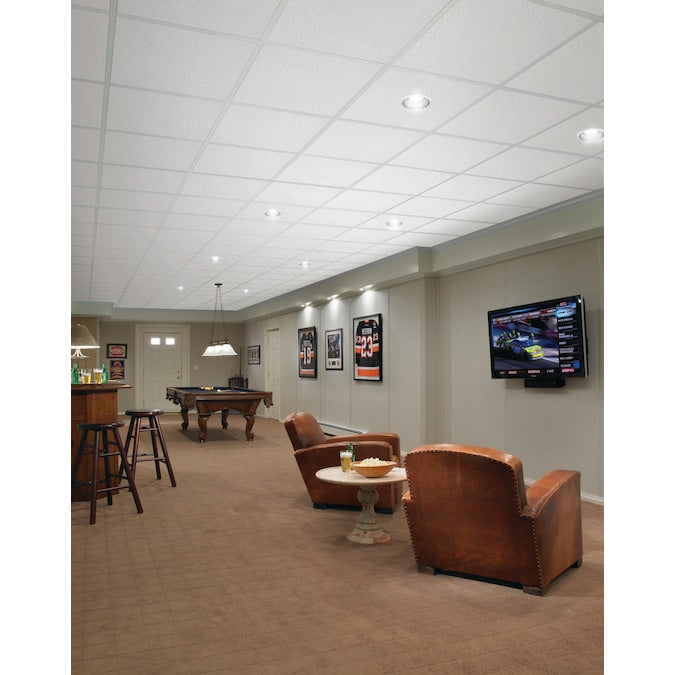 Armstrong Ceilings 2-ft x 2-ft Fine Fissured Contractor White Mineral Fiber Drop Ceiling Tile (16-Pack, 64-sq ft / Case)