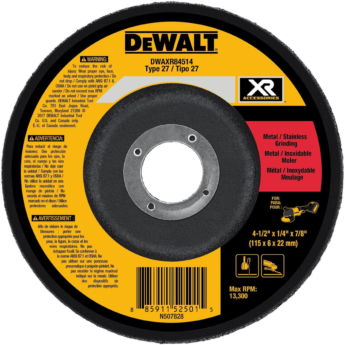 DEWALT XR Ceramic 4.5-in 24-Grit Type 27 Grinding Wheel