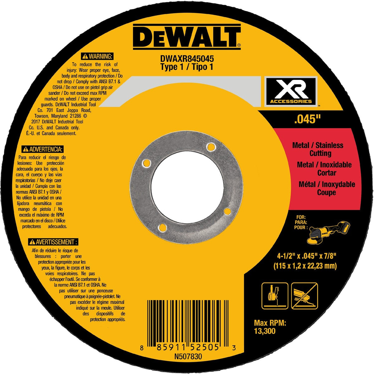 DEWALT XR Ceramic 4.5-in 60-Grit Type 1 Grinding Wheel