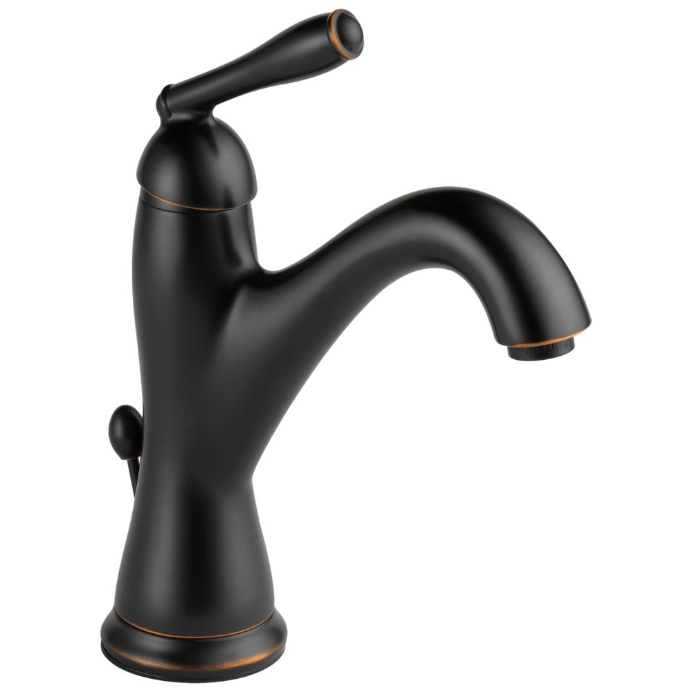 Delta Burke Oil Rubbed Bronze 1-Handle Single-Hole WaterSense Bathroom Sink Faucet with Drain