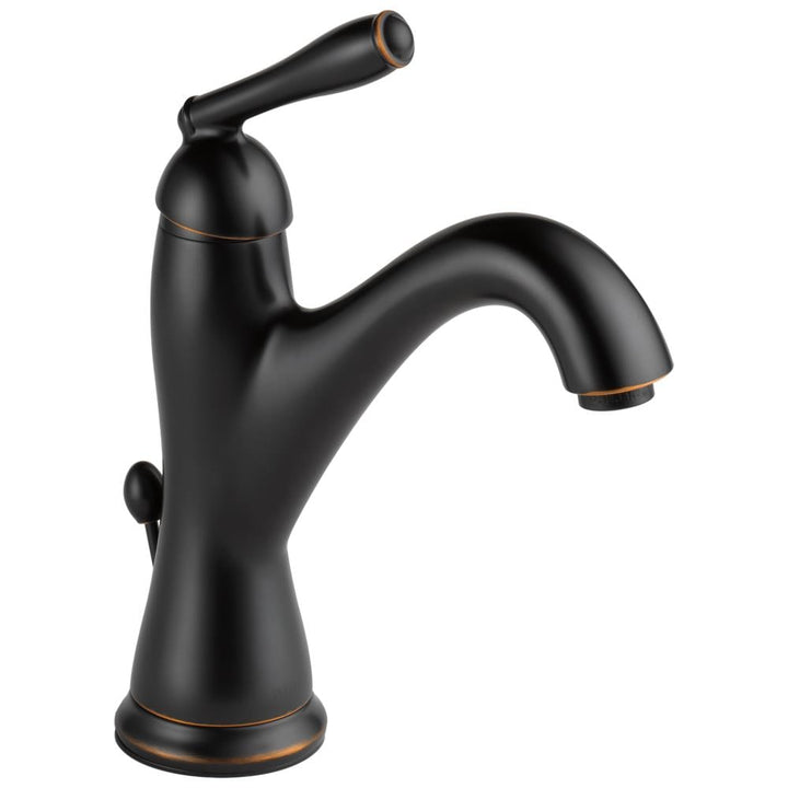 Delta Burke Oil Rubbed Bronze 1-Handle Single-Hole WaterSense Bathroom Sink Faucet with Drain