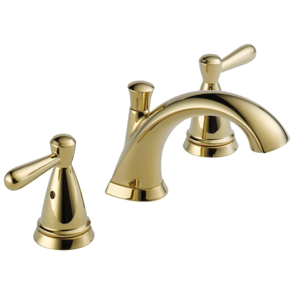 Delta Bayside Polished Brass 2-Handle Widespread WaterSense Bathroom Sink Faucet with Drain