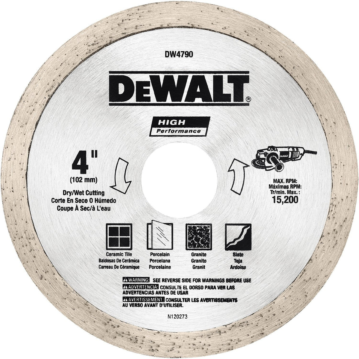 DEWALT 4-in High-Performance Tile Cutting Blade, Aluminum Oxide