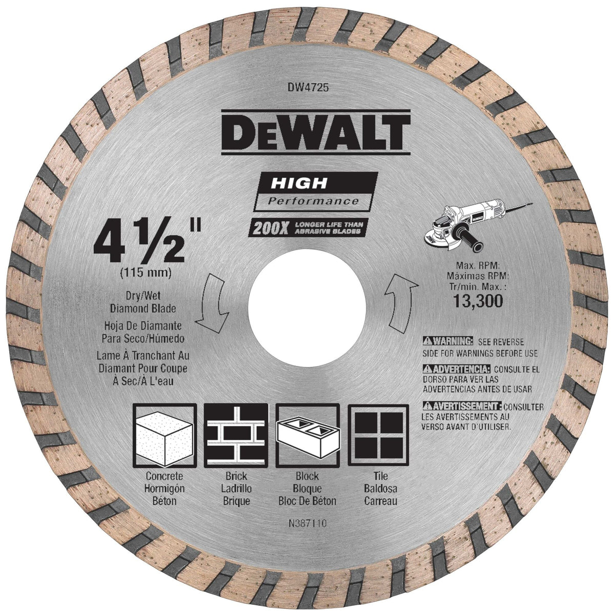 DEWALT Diamond 4.5-in Grinding Wheel, DW4725