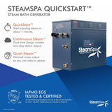Oasis 10.5kW QuickStart Steam Bath Generator Package with Built-In Auto Drain in Polished Brushed Nickel - Super Arbor
