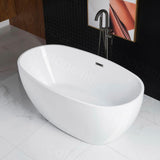 Westfield 55 in Acrylic Freestanding Double Ended Soaking Bathtub with Drain and Overflow Included in White - Super Arbor