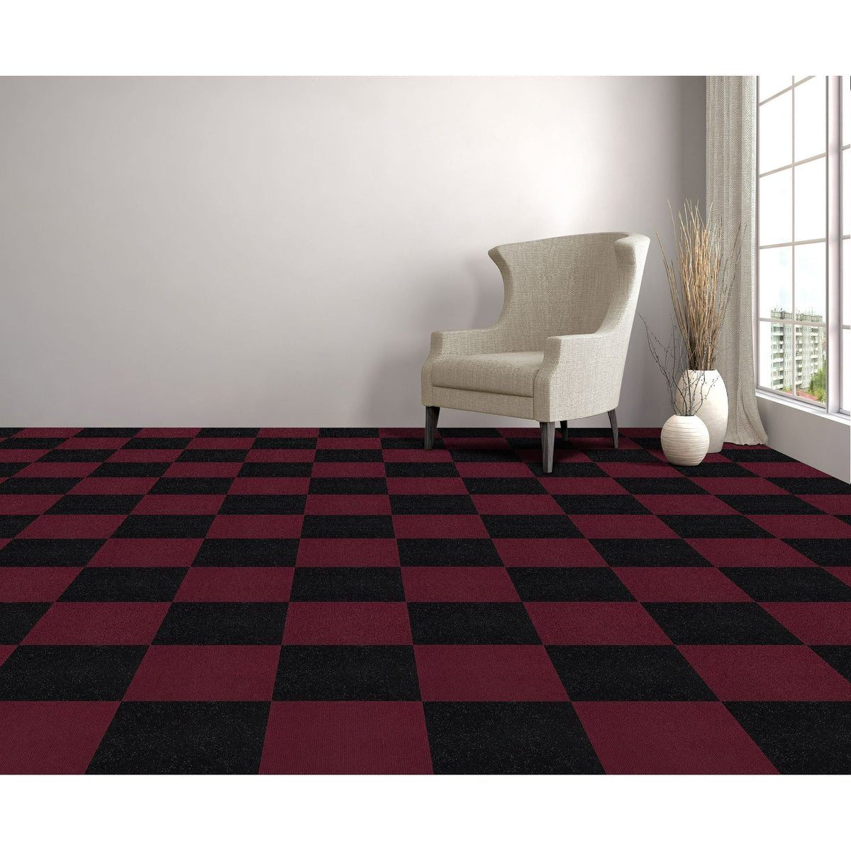Achim Nexus Self-Adhesive Carpet Floor Tile, 12" x 12", Jet (12 Tiles/Box)