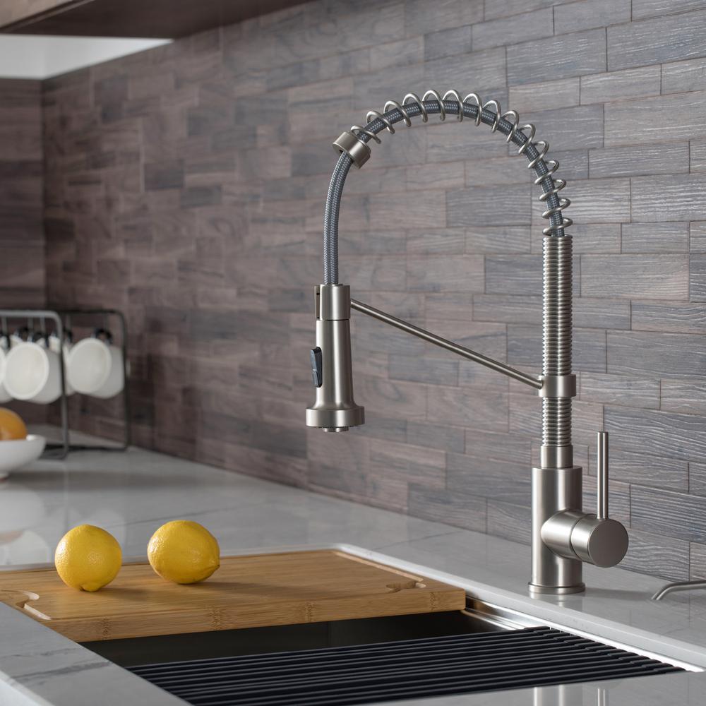 Loften All-in-One Dual Mount Stainless Steel 33in. Single Bowl Kitchen Sink with Pull Down Faucet in Spot Free Stainless