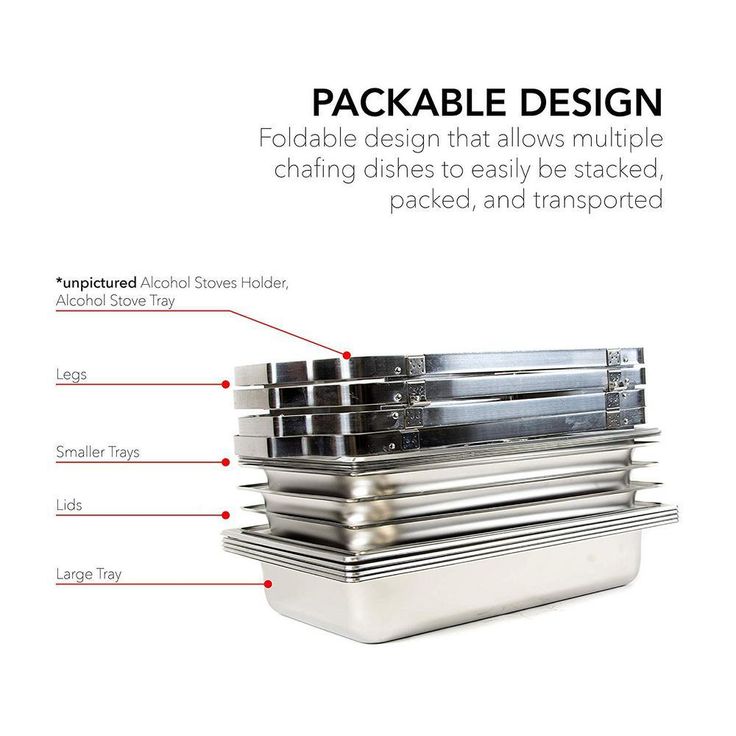 8 Qt. Foldable Frame Stainless Steel Chafing Dish Buffet Chafer Complete (Set of 4)