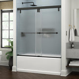 Lyndall 60 x 59-1/4 in. Frameless Mod Soft-Close Sliding Bathtub Door in Bronze with 3/8 in. (10mm) Clear Glass - Super Arbor