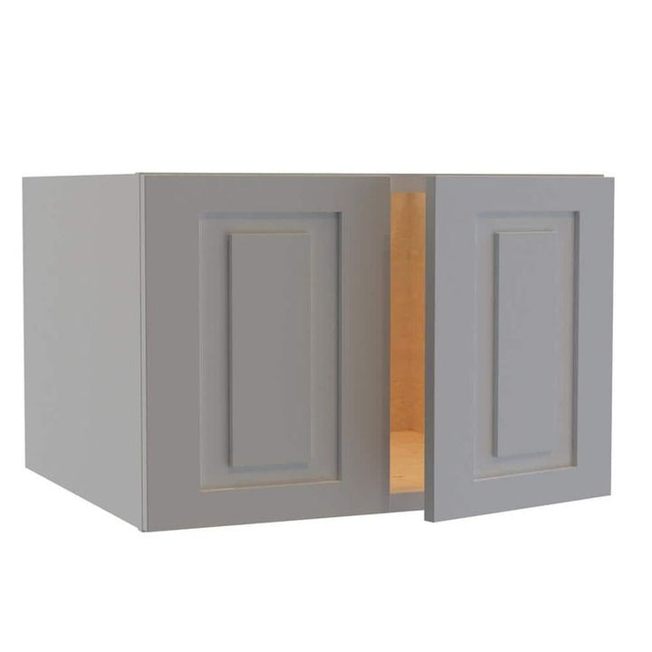 Home Decorators Collection Grayson 27 in. W x 24 in. D x 18 in. H Assembled Plywood Wall Bridge Kitchen Cabinet in Pearl Gray with Soft Close