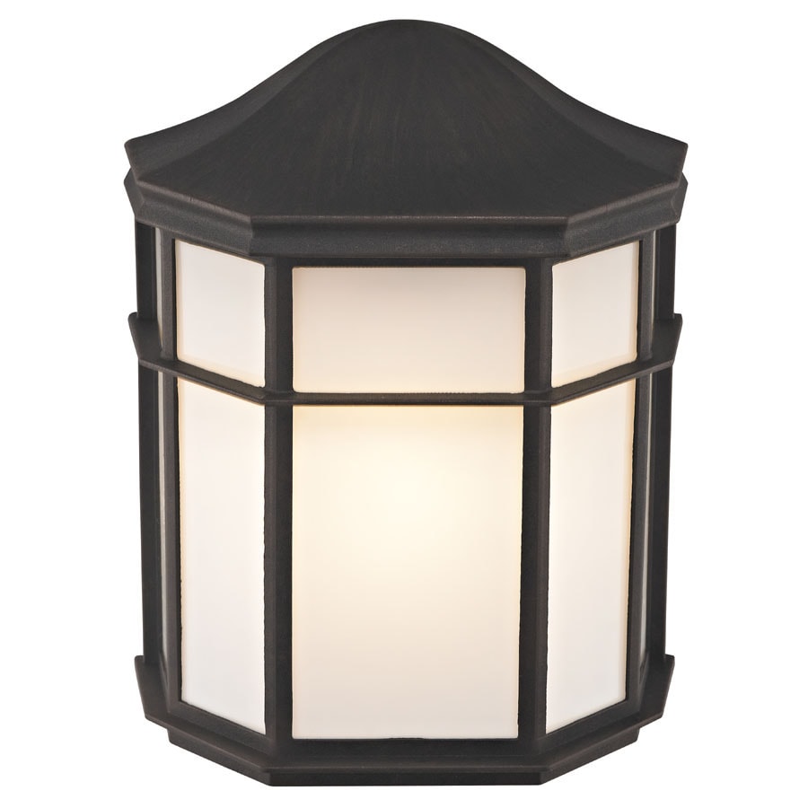 Portfolio 9.61-in H Rust Medium Base (E-26) Outdoor Wall Lantern