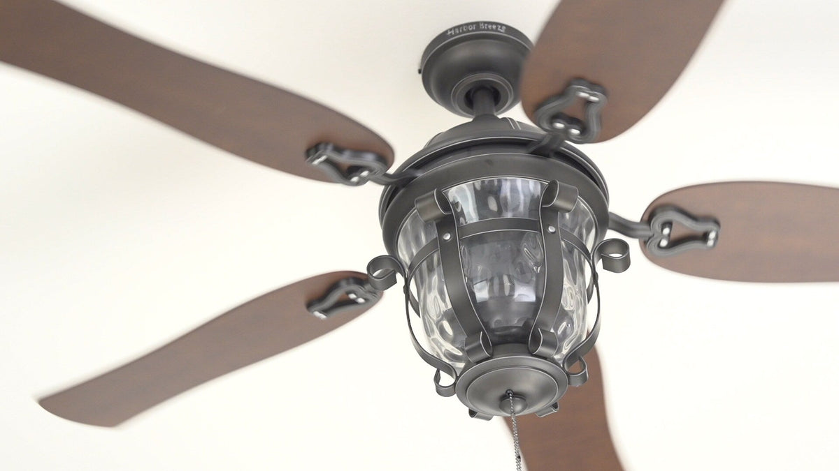 Harbor Breeze Lake Placido 52-in Black Iron Indoor/Outdoor Ceiling Fan with Light, 5-Blade, Incandescent