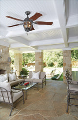 Harbor Breeze Lake Placido 52-in Aged/Black Iron Outdoor Downrod or Flush Mount Ceiling Fan with Clear Glass Light Kit