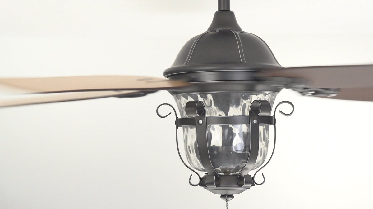 Harbor Breeze Lake Placido 52-in Black Iron Indoor/Outdoor Ceiling Fan with Light, 5-Blade, Incandescent