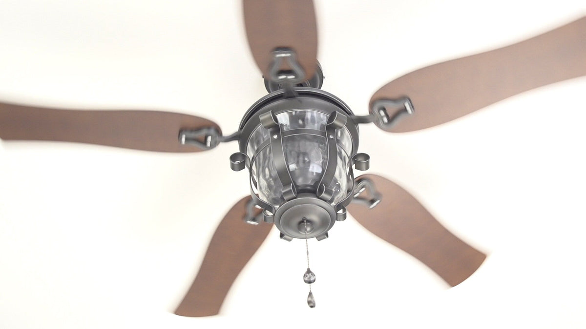 Harbor Breeze Lake Placido 52-in Black Iron Indoor/Outdoor Ceiling Fan with Light, 5-Blade, Incandescent