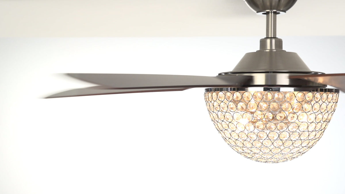 Harbor Breeze Parklake 52-in Brushed Nickel Indoor Ceiling Fan with Crystal Light Kit & Remote, 5-Blade
