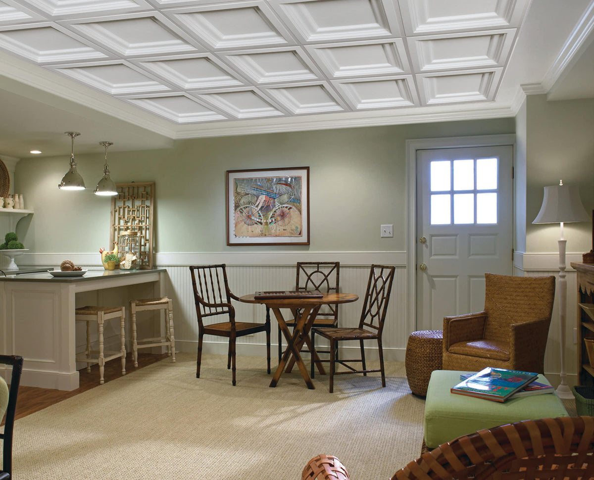 Armstrong Ceilings 24-in x 24-in Easy Elegance White Coffered 15/16-in Drop Panel Ceiling Tiles