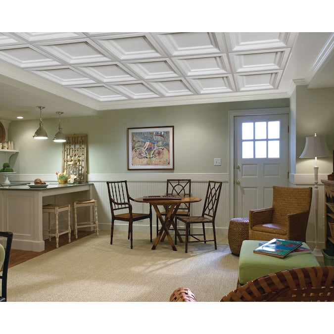 Armstrong Ceilings 2-ft x 2-ft Easy Elegance White PVC Drop Ceiling Tile (1-Pack, 4-sq ft / Case)