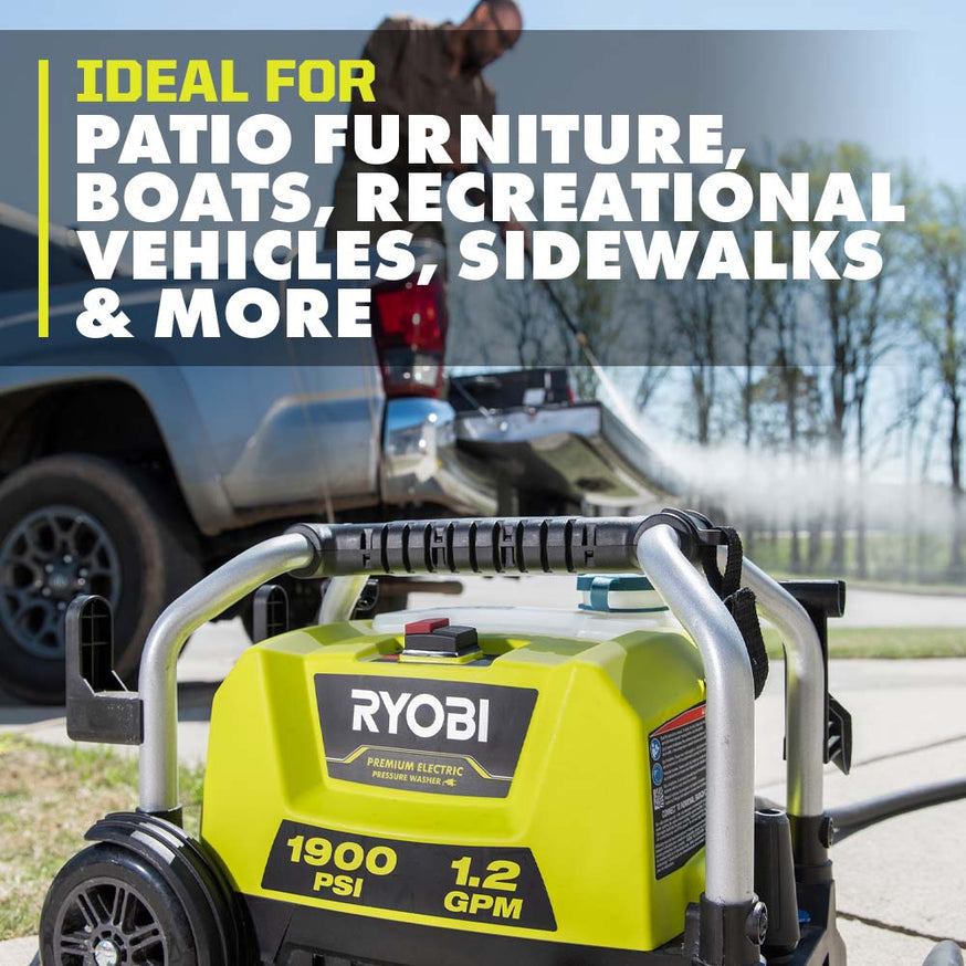 RYOBI 1900 PSI 1.2 GPM Cold Water Wheeled Electric Pressure Washer with 12 in. Surface Cleaner