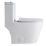 White Round Toilet Bathroom Compact One Piece White 1 Piece 0.8/1.28 GPF White Double Flush Toilet - Super Arbor