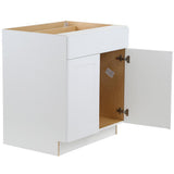 Cambridge Shaker Assembled 30x34.5x24.5 in. Plywood Base Cabinet w/ 1 Soft Close Drawer & 2 Soft Close Doors in White - Super Arbor