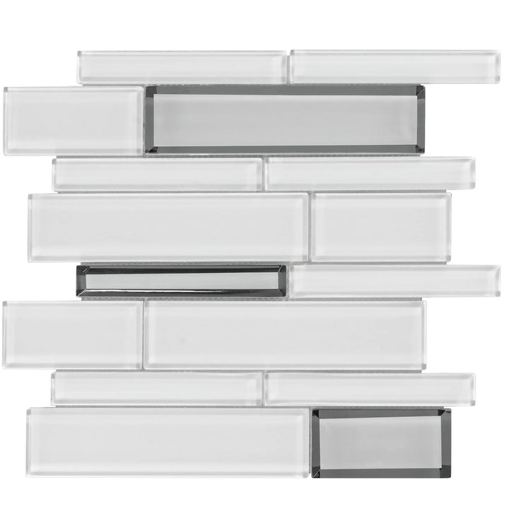Elida Ceramica Mirror Glass Reflections 12-in x 12-in Glossy Glass Linear Mosaic Wall Tile