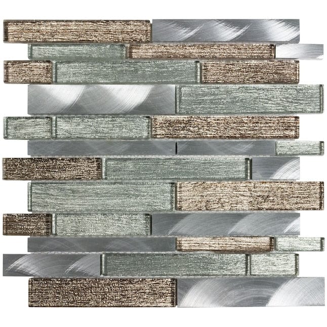 Elida Ceramica Sparkling River 12-in x 12-in Glossy Glass Metal Linear Wall Tile (0.95-sq. ft/ Piece)
