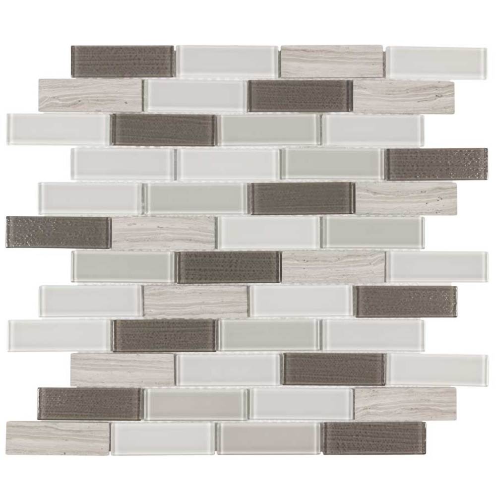 Elida Ceramica Highlight Linear Blend 12-in x 12-in Glossy Glass/Stone Mosaic Wall Tile
