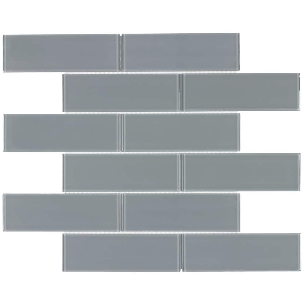 Elida Ceramica Moonlight Subway 12-in x 12-in Glossy Glass Mosaic Wall Tile