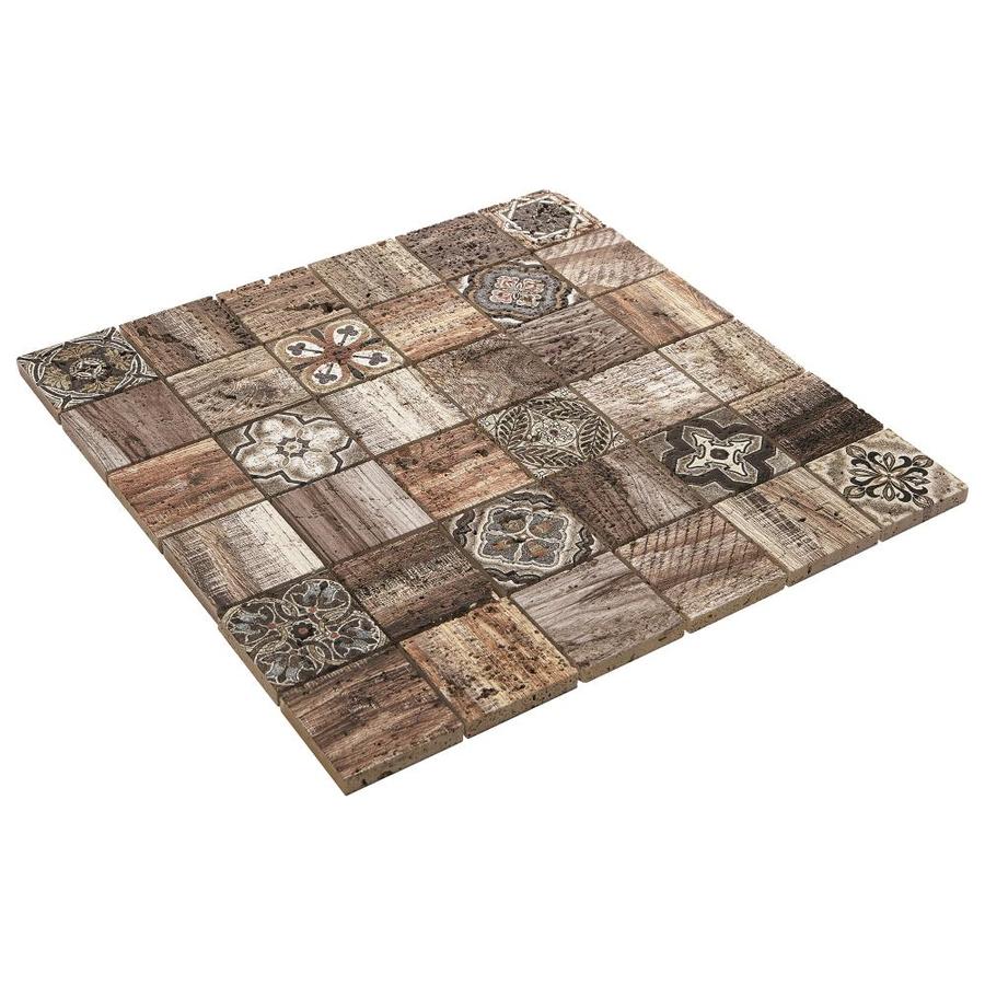 American Olean Genuine Stone Moroccan Black and White 12-in x 12-in Glazed Natural Stone Travertine Uniform Squares Stone Look Wall Tile - Super Arbor
