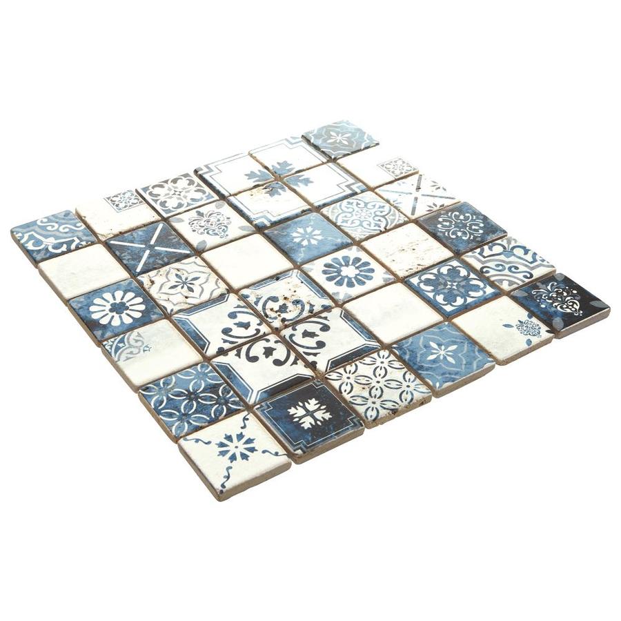 American Olean Genuine Stone Moroccan Black and White 12-in x 12-in Glazed Natural Stone Travertine Uniform Squares Stone Look Wall Tile - Super Arbor