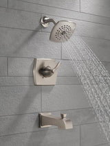 Delta Flynn Stainless 1-Handle Bathtub and Shower Faucet with Valve, Single-Function 7.625-in Showerhead