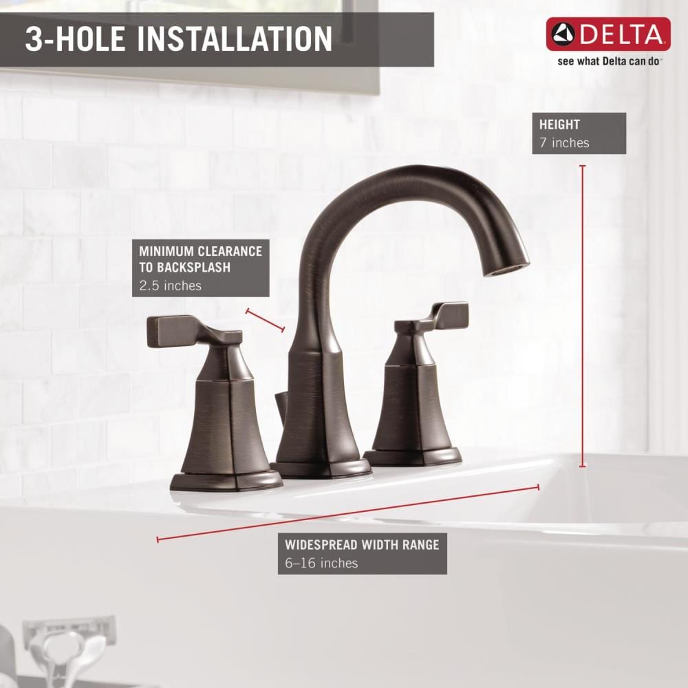 Delta Sawyer Venetian Bronze 2-Handle Widespread WaterSense Bathroom Sink Faucet with Drain
