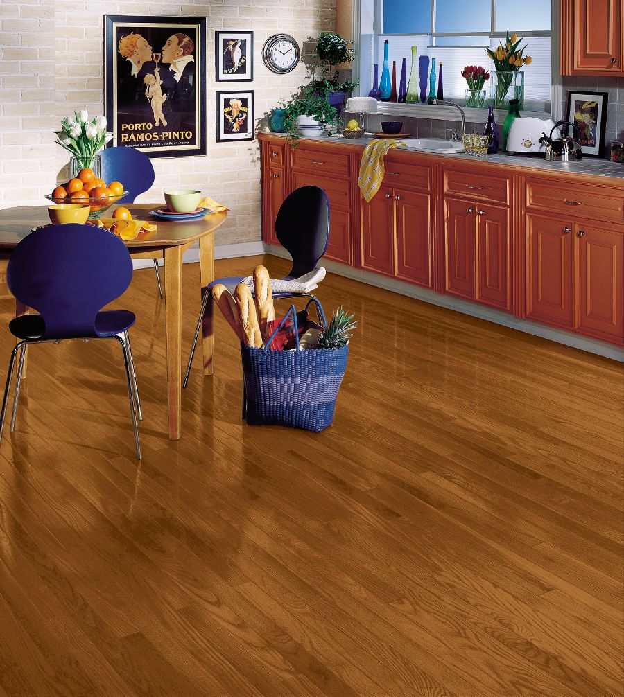 Bruce Manchester Gunstock Oak 2-1/4-in W x 3/4-in T x Varying Length Smooth/Traditional Solid Hardwood Flooring (20-sq ft / Carton)