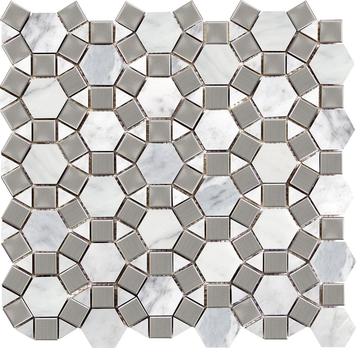 Emser WINTER FROST Natural Stone Marble Border Tile, Honed, 12-in x 12-in Sheet