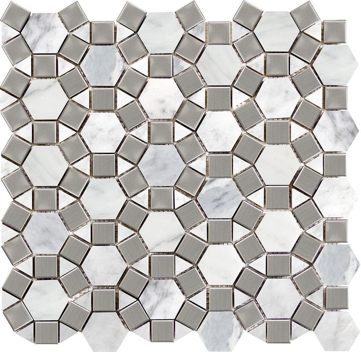 Emser WINTER FROST Natural Stone Marble Border Tile, Honed, 12-in x 12-in Sheet