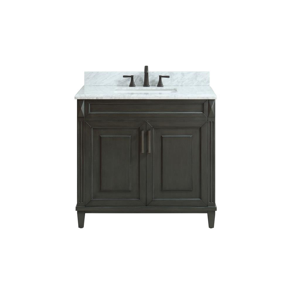 Studio Design Collection Sterling 37 in. Vanity with Carrara Marble Top, Single Sink, Charcoal