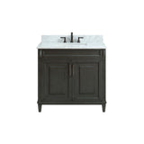 Studio Design Collection Sterling 37 in. Vanity with Carrara Marble Top, Single Sink, Charcoal