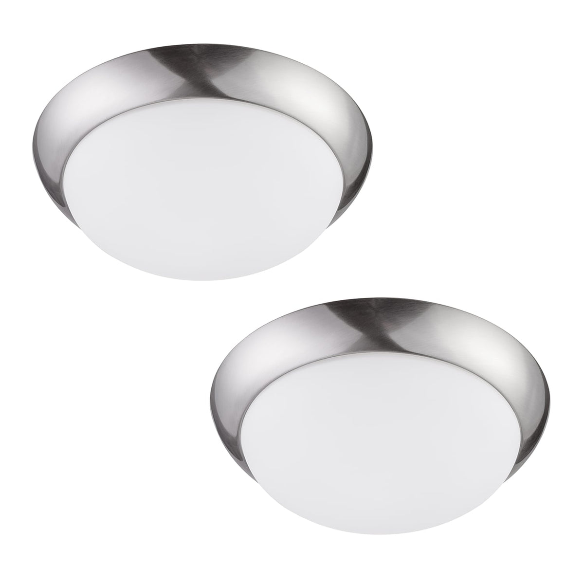 Project Source 2-Pack 11-in Brushed Nickel Integrated LED Flush Mount Ceiling Light, 3000K, 1400 Lumens