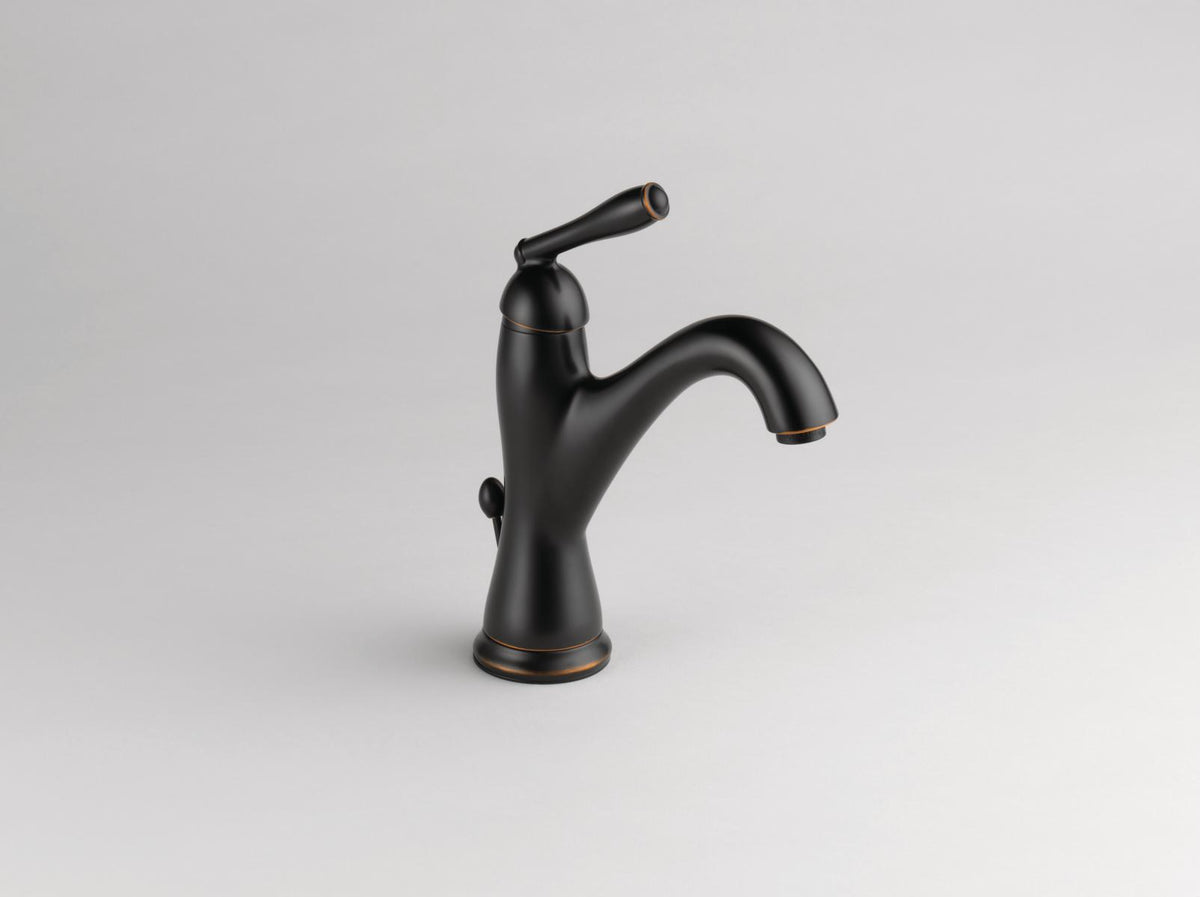 Delta Burke Oil Rubbed Bronze 1-Handle Single-Hole WaterSense Bathroom Sink Faucet with Drain