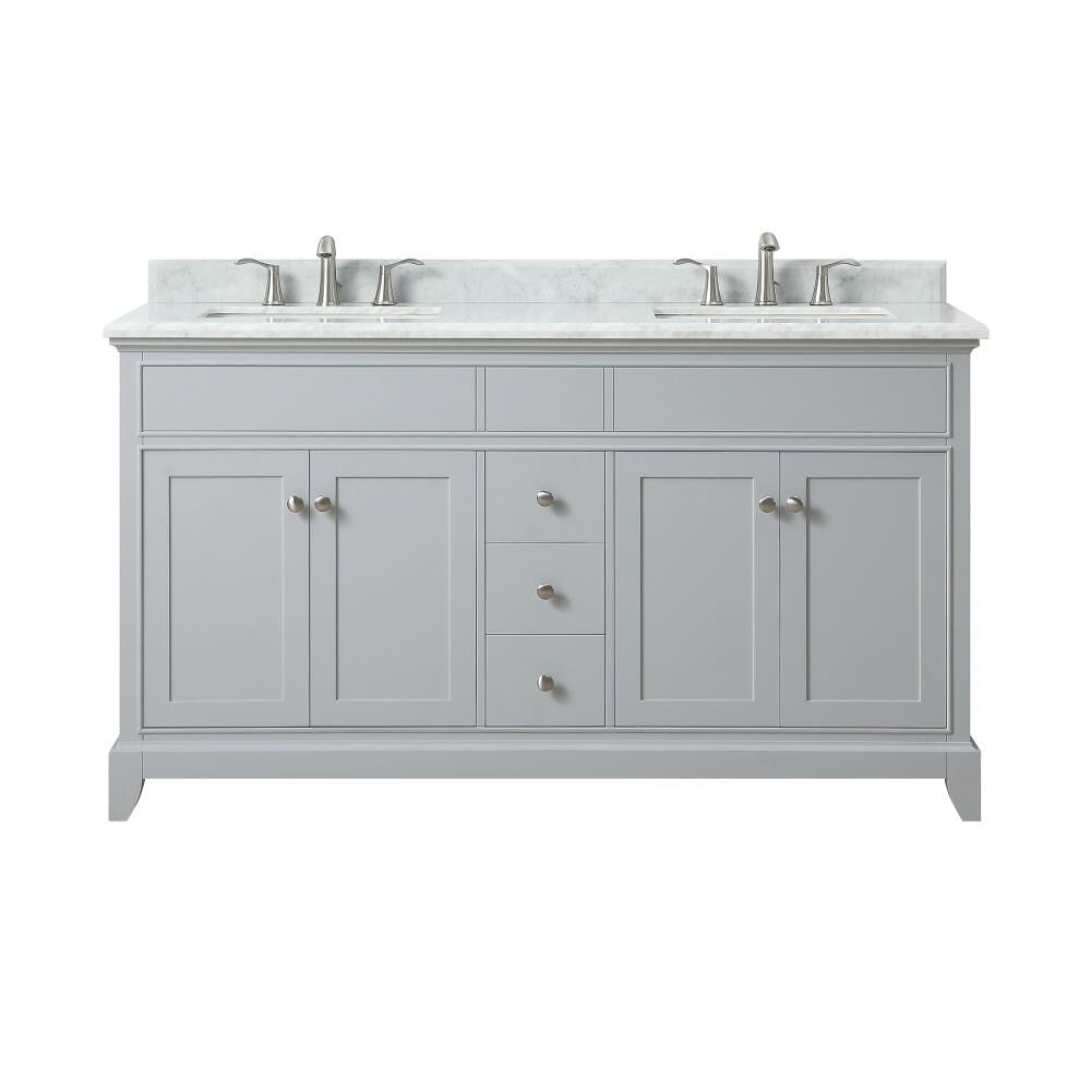 Studio Design Collection Aurora 61 in. Double Sink Vanity with Carrara Marble Top