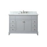 Aurora 49-in Bathroom Vanity with Carrara Marble Top, Light Gray, Single Sink