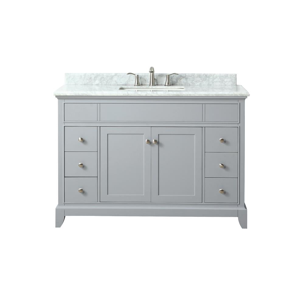 Studio Design Collection Aurora 49 in. White Bathroom Vanity with Carrara Marble Top