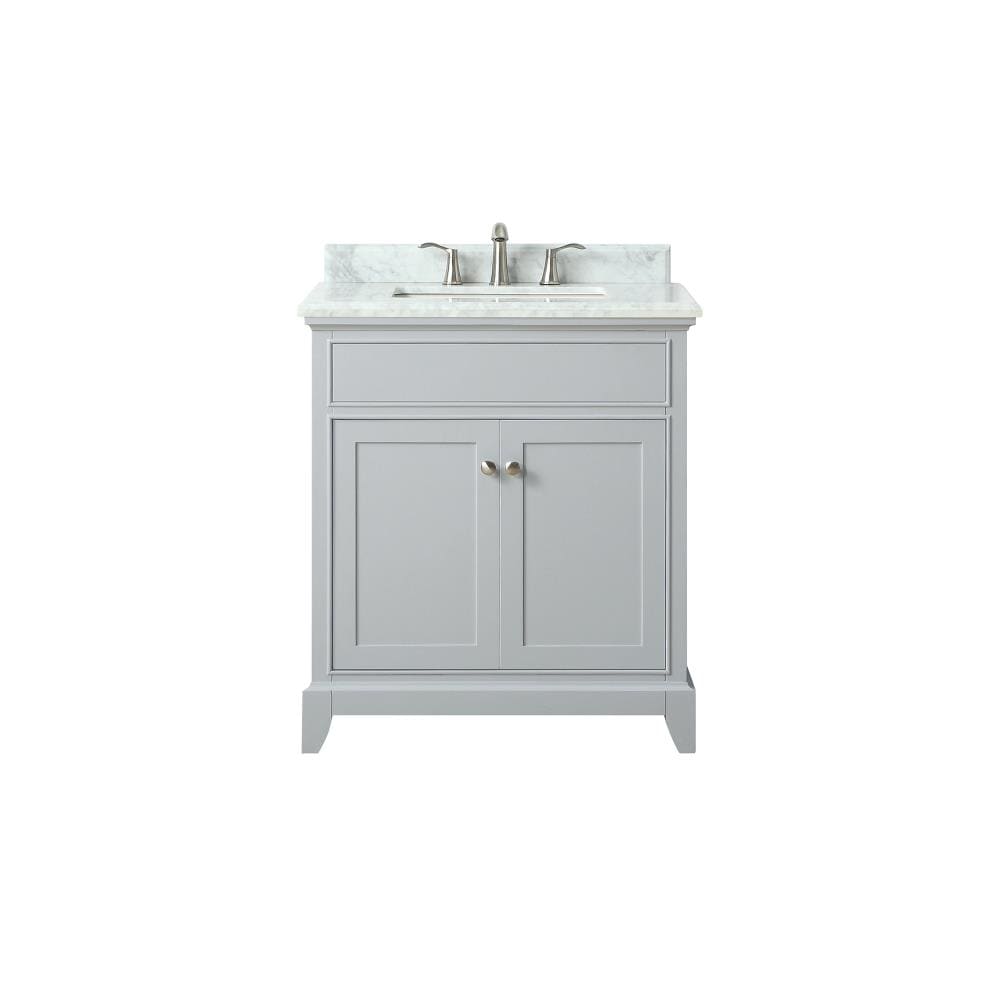Studio Design Collection Aurora 31 in. Vanity with Carrara Marble Top, Light Gray