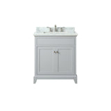Studio Design Collection Aurora 31 in. Vanity with Carrara Marble Top, Light Gray