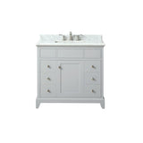 Aurora White 37 in. Vanity with Carrara Top