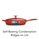 Gourmet 12 in. Porcelain-Enameled Cast Iron Skillet in Gradated Red with Lid