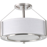 Progress Lighting Ratio 3-Light Brushed Nickel Transitional Drum Medium Hanging Convertible Pendant/semi-flush