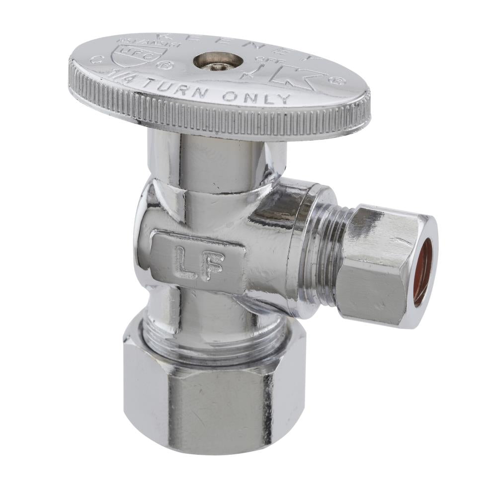 Keeney Brass 1/2-in Compression x 3/8-in Compression Quarter Turn Angle Valve
